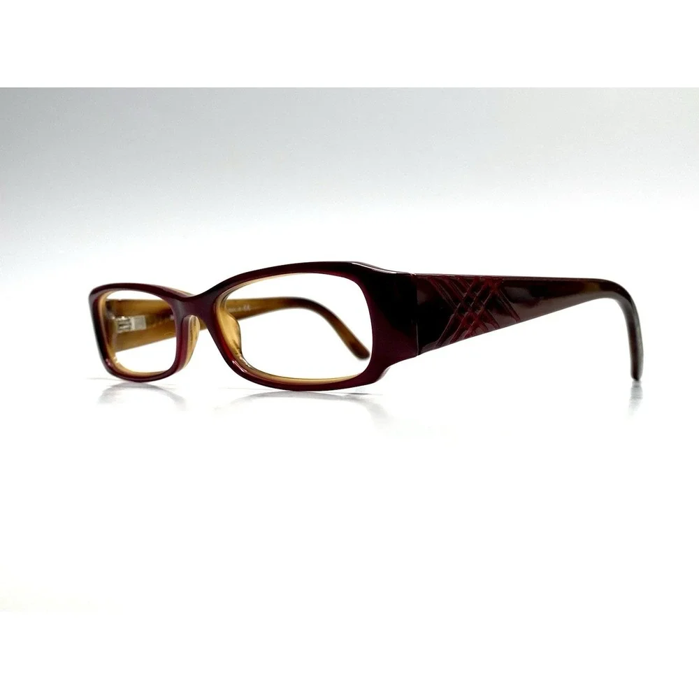 Burberry Dark Red Beige Tortoise Rectangular Glasses Italy B 2043 3075 50 15 130